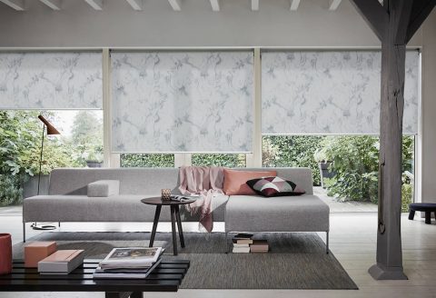 Roller blinds with swirl print