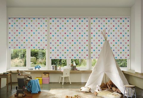 Polka Dot Fabric Roller Blinds